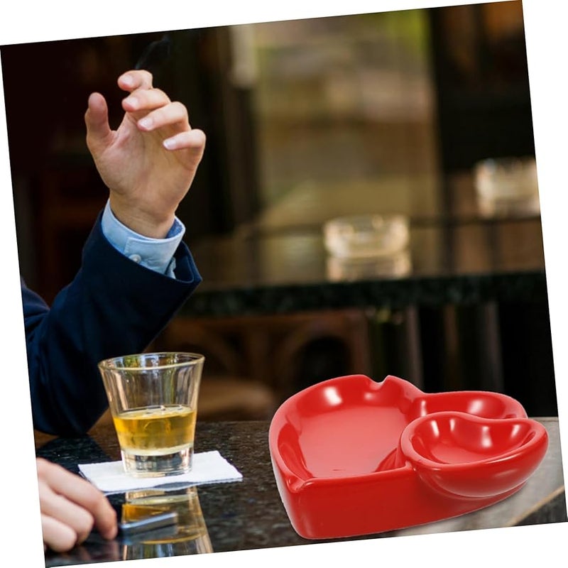 منفضة سيراميك على شكل قلب مقاومة للحرارة حامل رماد مدمج لسطح المكتب ديكور منزلي - Image 4